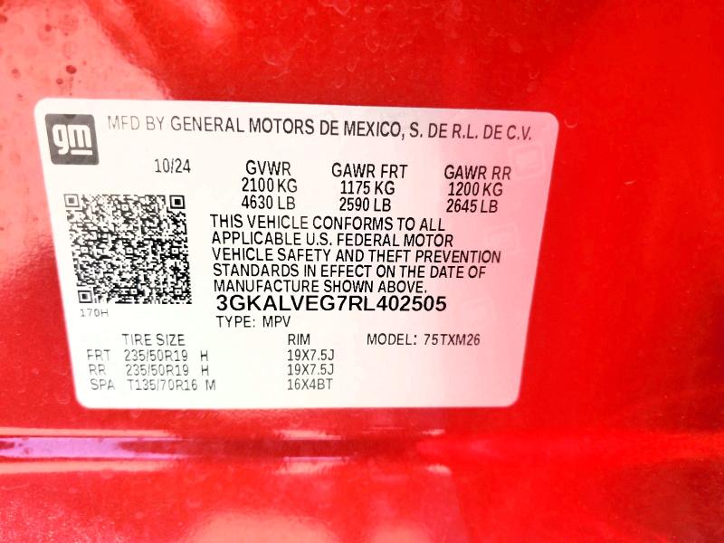 51831806 :رقم المزاد ، 3GKALVEG7RL402505 vin ، 2024 Gmc Terrain مزاد بيع