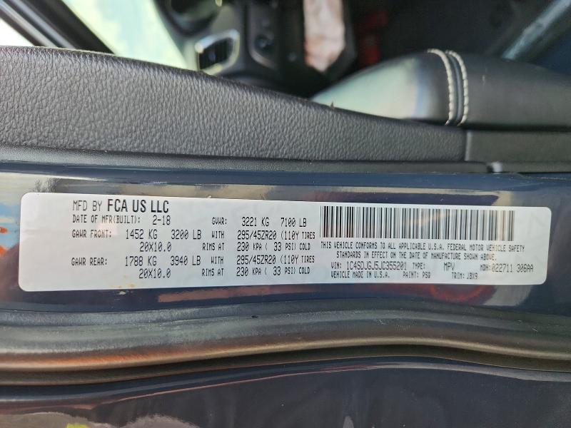 Продаж на аукціоні авто 2018 Dodge Durango, vin: 1C4SDJGJ5JC355201, номер лоту: 53318146