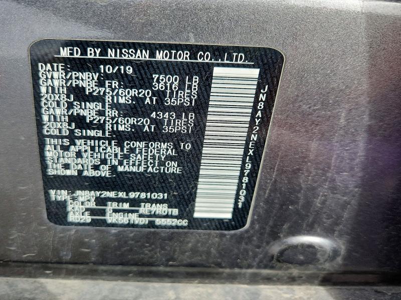 Продаж на аукціоні авто 2020 Nissan Armada, vin: JN8AY2NEXL9781031, номер лоту: 52782706