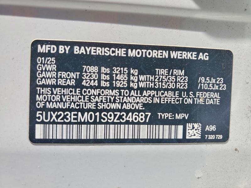 54857426 :رقم المزاد ، 5UX23EM01S9Z34687 vin ، 2025 Bmw X7 مزاد بيع