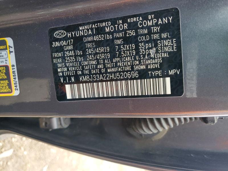 Продаж на аукціоні авто 2017 Hyundai Tucson, vin: KM8J33A22HU520696, номер лоту: 52236616