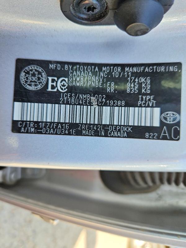 Aukcja sprzedaży 2011 Toyota Corolla, vin: 2T1BU4EE5BC719388, numer aukcji: 53648706