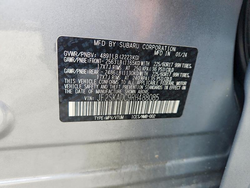 Продажа на аукционе авто 2024 Subaru Forester, vin: JF2SKADC9RH488085, номер лота: 55211096