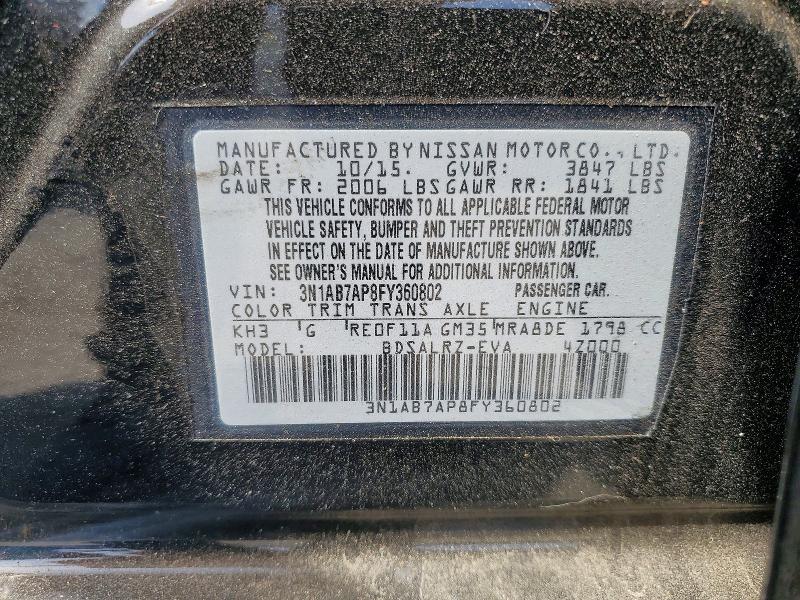 53571716 :رقم المزاد ، 3N1AB7AP8FY360802 vin ، 2015 Nissan Sentra مزاد بيع