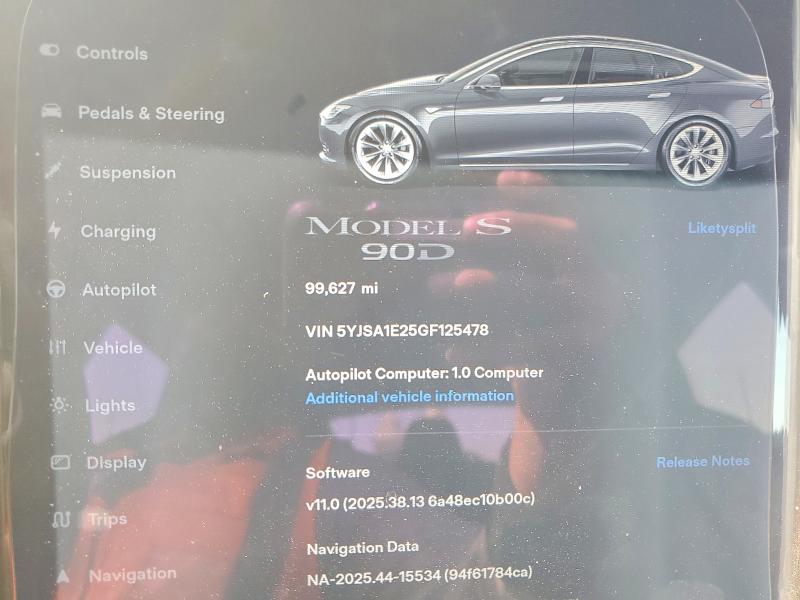 Продажа на аукционе авто 2016 Tesla Model S, vin: 5YJSA1E25GF125478, номер лота: 53447156