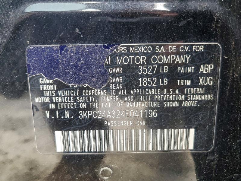 Продаж на аукціоні авто 2019 Hyundai Accent, vin: 3KPC24A32KE041196, номер лоту: 52035566
