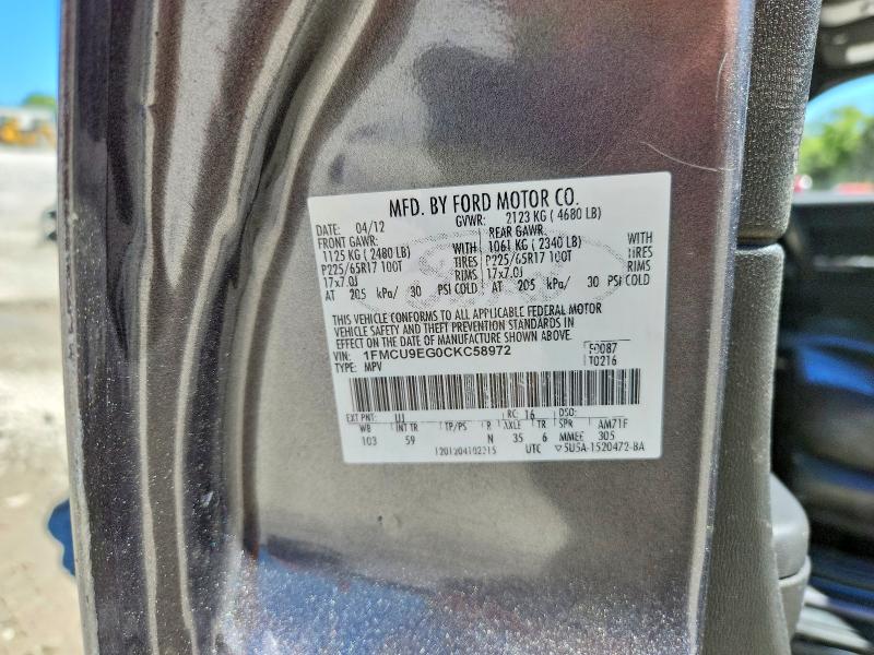 Продажа на аукционе авто 2012 Ford Escape, vin: 1FMCU9EG0CKC58972, номер лота: 53539636
