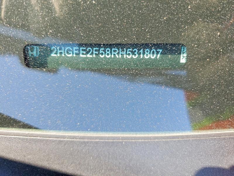 Продажа на аукционе авто 2024 Honda Civic, vin: 2HGFE2F58RH531807, номер лота: 52488836
