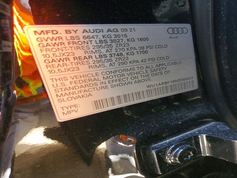 Продажа на аукционе авто 2022 Audi Rs Q8, vin: WU1ARBF16ND006202, номер лота: 54314296