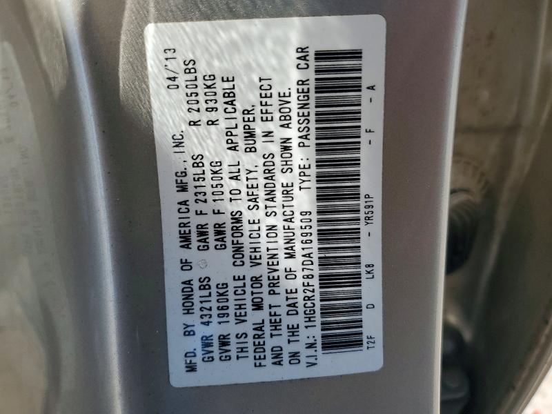 Aukcja sprzedaży 2013 Honda Accord, vin: 1HGCR2F87DA169509, numer aukcji: 53282346