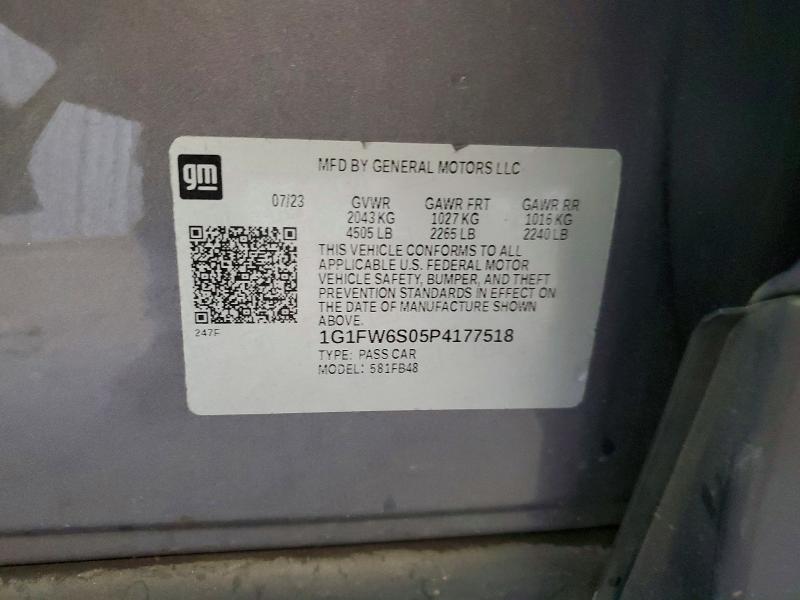55027556 :رقم المزاد ، 1G1FW6S05P4177518 vin ، 2023 Chevrolet Bolt Ev مزاد بيع