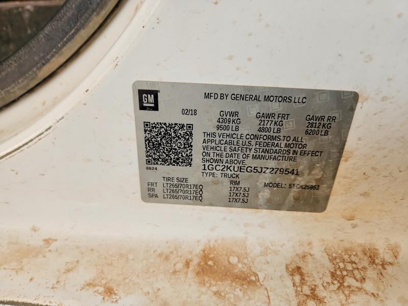 2018 Chevrolet Silverado მანქანა იყიდება აუქციონზე, vin: 1GC2KUEG5JZ279541, აუქციონის ნომერი: 53654476