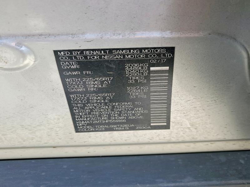 53977066 :رقم المزاد ، KNMAT2MT1HP559166 vin ، 2017 Nissan Rogue مزاد بيع