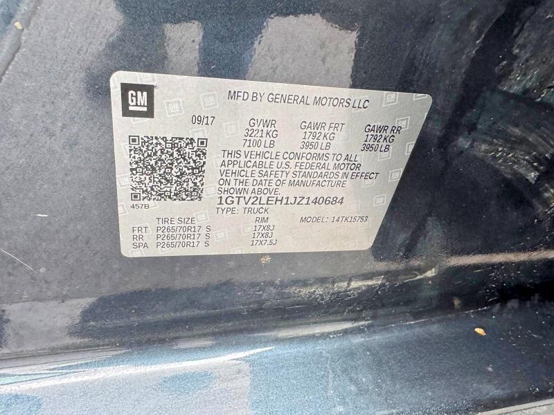 54250706 :رقم المزاد ، 1GTV2LEH1JZ140684 vin ، 2018 Gmc Sierra مزاد بيع