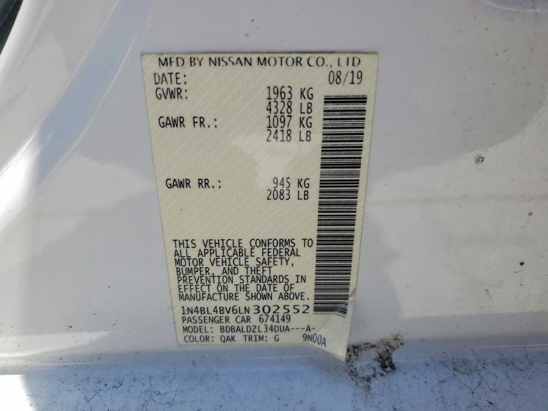 Aukcja sprzedaży 2020 Nissan Altima, vin: 1N4BL4BV6LN302552, numer aukcji: 52815116
