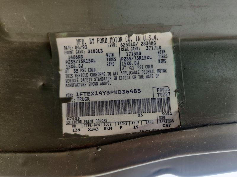 Продаж на аукціоні авто 1993 Ford F150, vin: 1FTEX14Y3PKB36483, номер лоту: 53850366