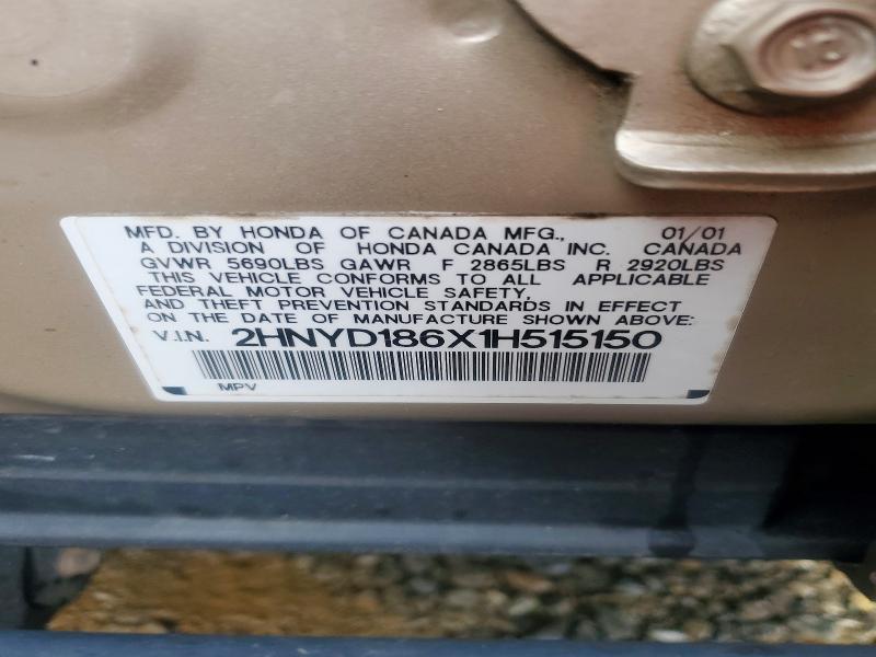 Продажа на аукционе авто 2001 Acura Mdx, vin: 2HNYD186X1H515150, номер лота: 52221216