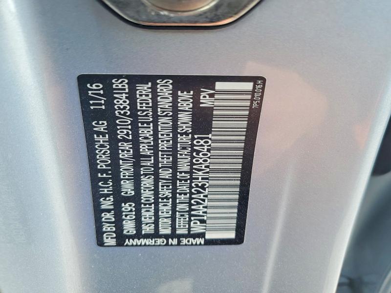 52536706 :رقم المزاد ، WP1AA2A23HKA86481 vin ، 2017 Porsche Cayenne مزاد بيع