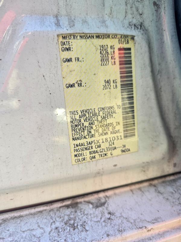 53730136 :رقم المزاد ، 1N4AL3AP5JC181031 vin ، 2018 Nissan Altima مزاد بيع