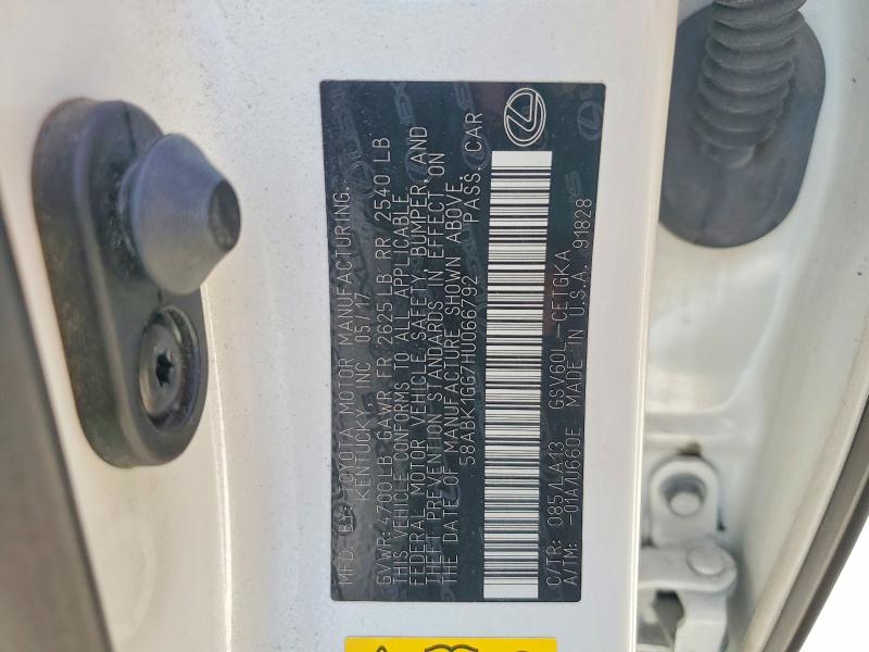 Aukcja sprzedaży 2017 Lexus Es, vin: 58ABK1GG7HU066792, numer aukcji: 53449906