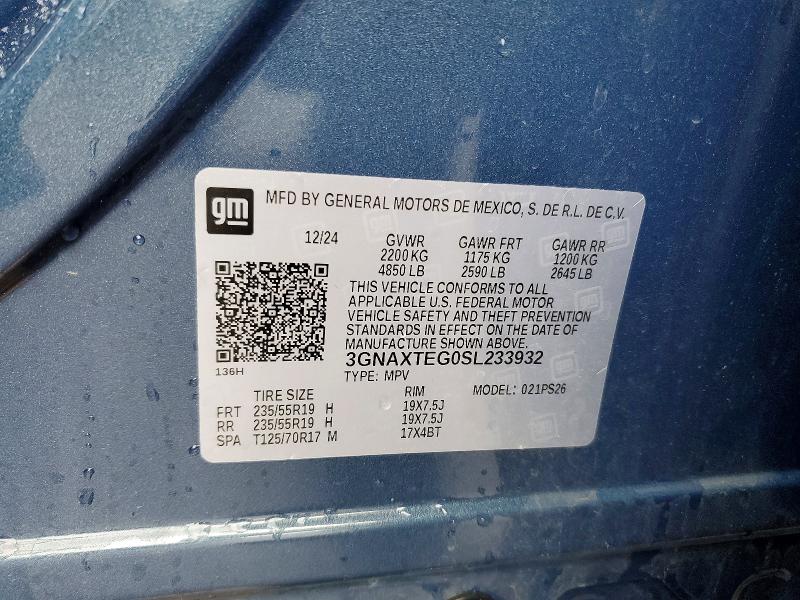 Aukcja sprzedaży 2025 Chevrolet Equinox, vin: 3GNAXTEG0SL233932, numer aukcji: 53140486