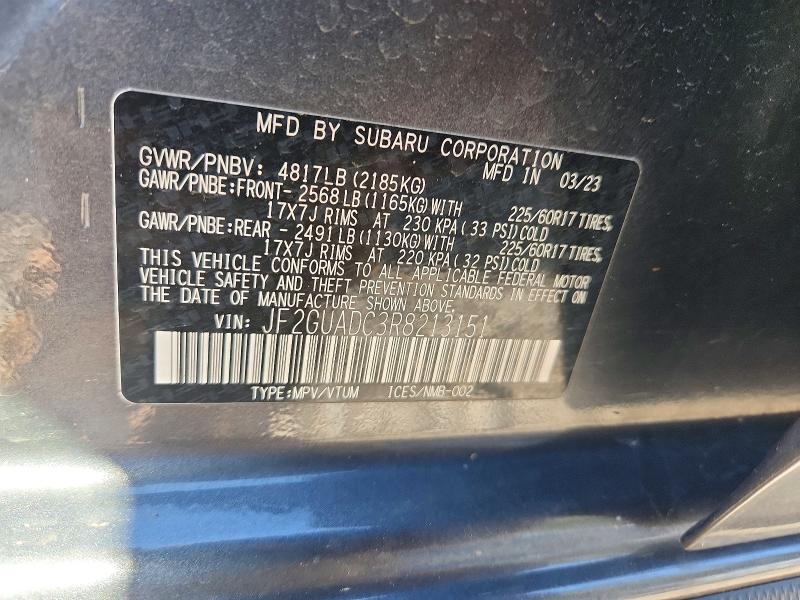 Aukcja sprzedaży 2024 Subaru Crosstrek, vin: JF2GUADC3R8213151, numer aukcji: 53134456