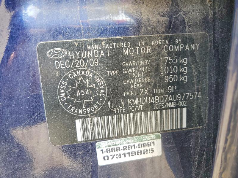 Auction sale of the 2010 Hyundai Elantra, vin: KMHDU4BD7AU977574, lot number: 55244586