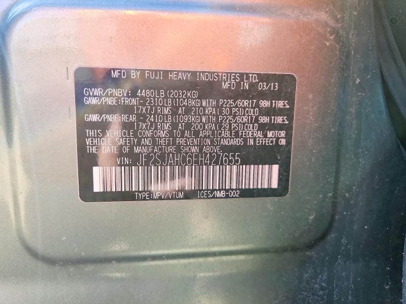 2014 Subaru Forester მანქანა იყიდება აუქციონზე, vin: JF2SJAHC6EH427655, აუქციონის ნომერი: 52372916