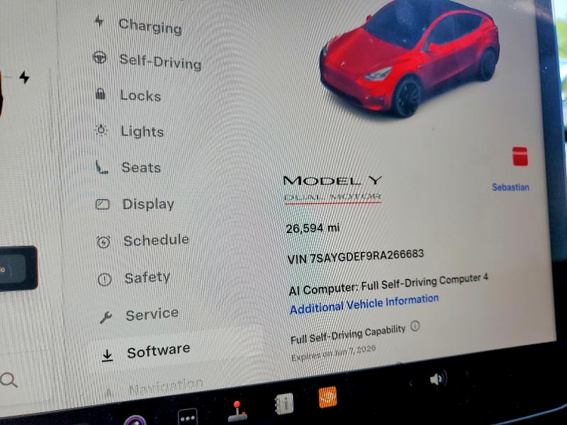Aukcja sprzedaży 2024 Tesla Model Y, vin: 7SAYGDEF9RA266683, numer aukcji: 53640756
