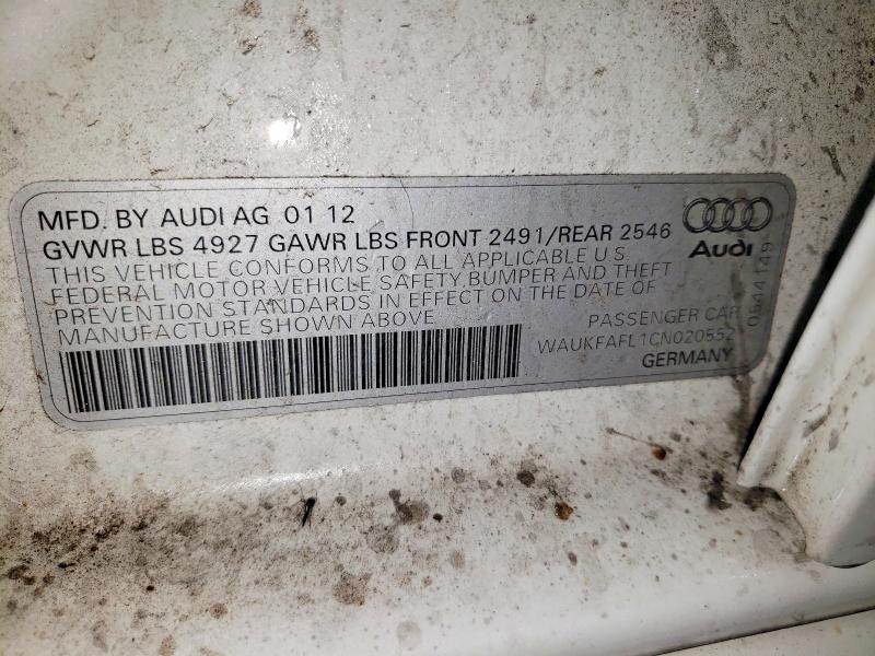 Продажа на аукционе авто 2012 Audi A4, vin: WAUKFAFL1CN020552, номер лота: 54958686