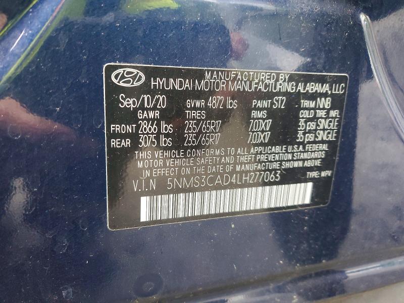 Продажа на аукционе авто 2020 Hyundai Santa Fe, vin: 5NMS3CAD4LH277063, номер лота: 53030776