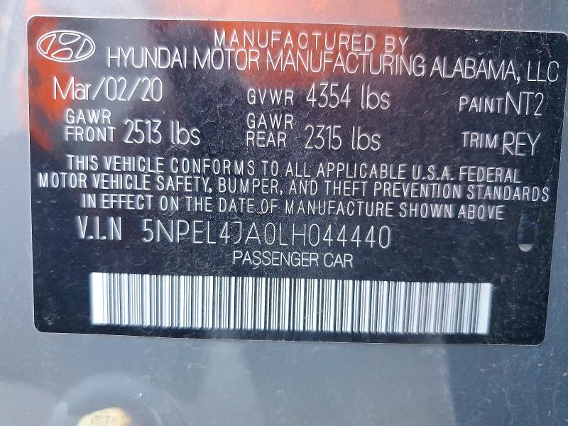 53229276 :رقم المزاد ، 5NPEL4JA0LH044440 vin ، 2020 Hyundai Sonata مزاد بيع