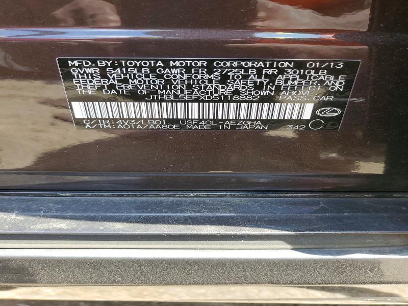 54292146 :رقم المزاد ، JTHBL5EFXD5118882 vin ، 2013 Lexus Ls مزاد بيع
