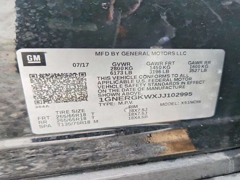 Aukcja sprzedaży 2018 Chevrolet Traverse, vin: 1GNERGKWXJJ102995, numer aukcji: 52725946