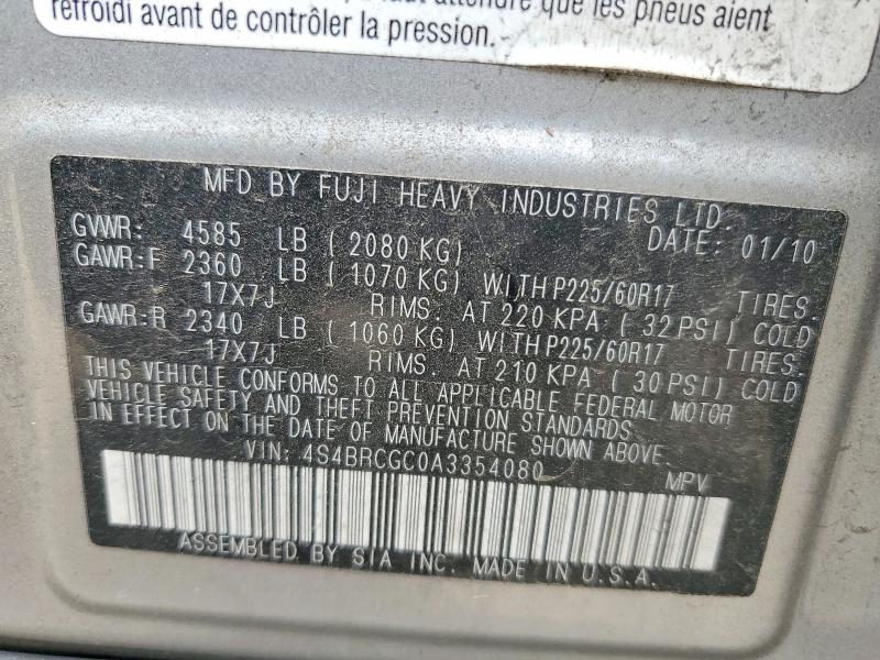 Продажа на аукционе авто 2010 Subaru Outback, vin: 4S4BRCGC0A3354080, номер лота: 52905096