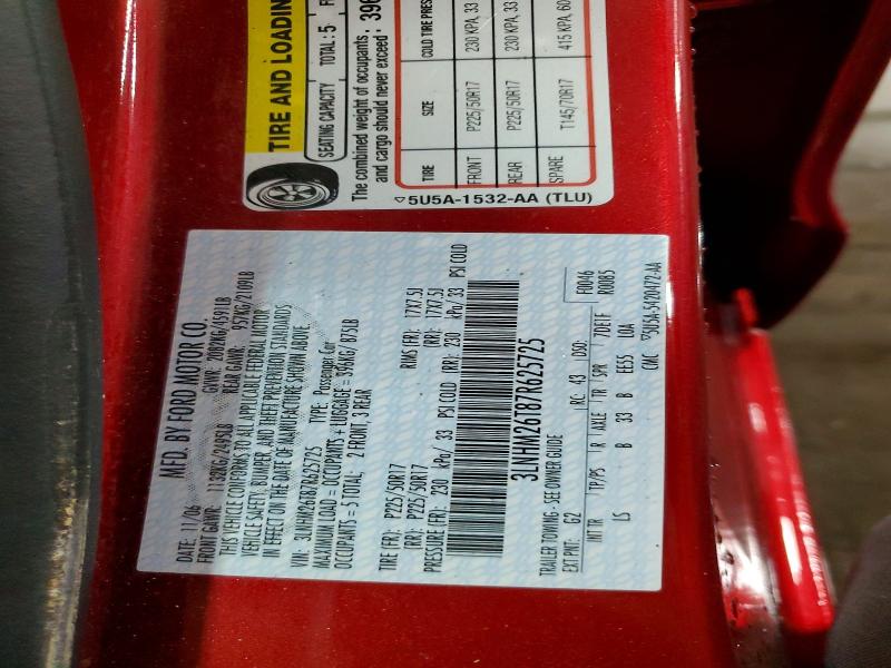 53136246 :رقم المزاد ، 3LNHM26T87R625725 vin ، 2007 Lincoln Mkz مزاد بيع