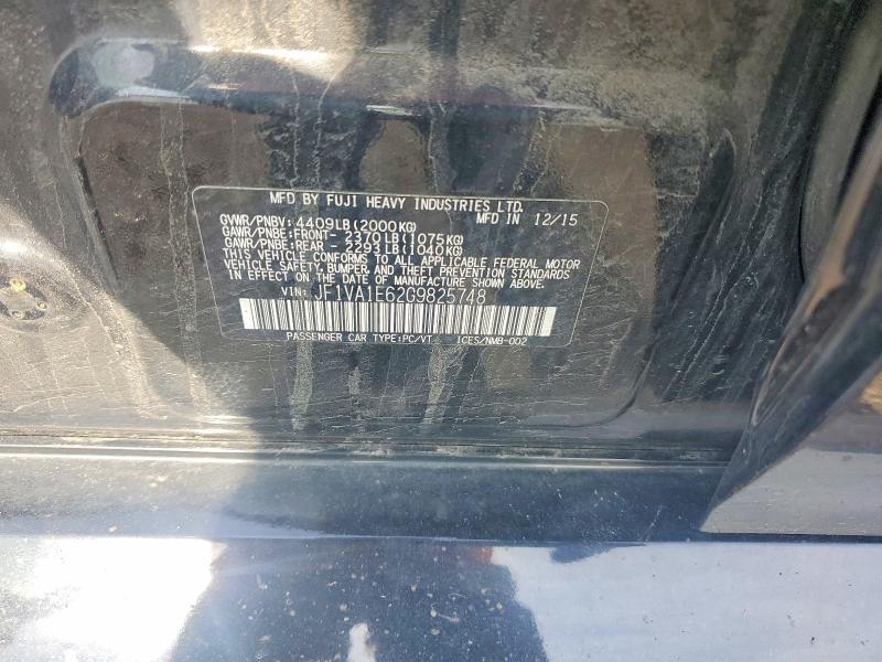 Aukcja sprzedaży 2016 Subaru Wrx, vin: JF1VA1E62G9825748, numer aukcji: 54291566