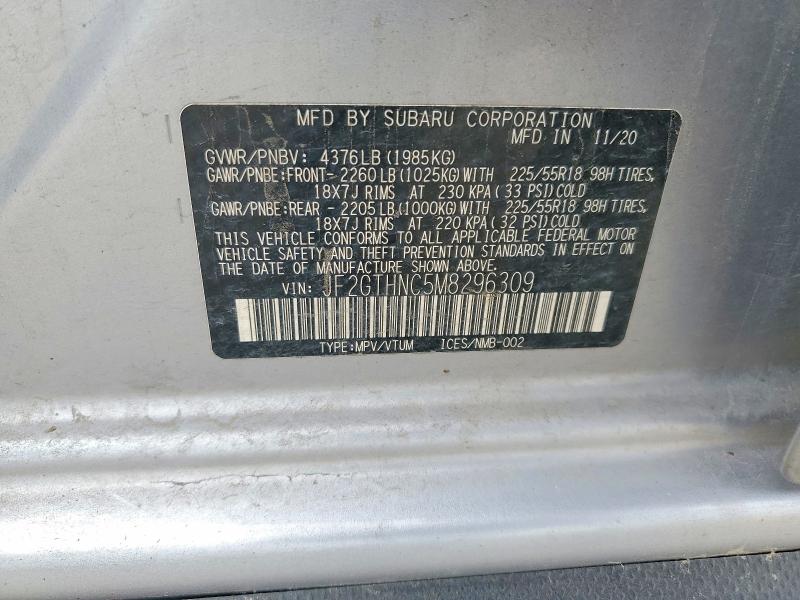 Aukcja sprzedaży 2021 Subaru Crosstrek, vin: JF2GTHNC5M8296309, numer aukcji: 54303976