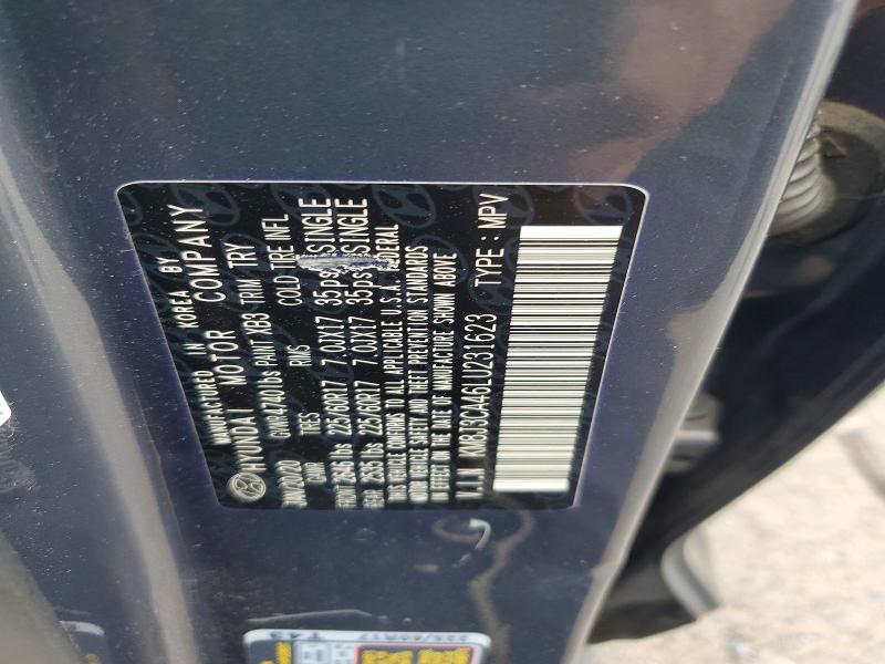 Aukcja sprzedaży 2020 Hyundai Tucson, vin: KM8J3CA46LU231623, numer aukcji: 54833376