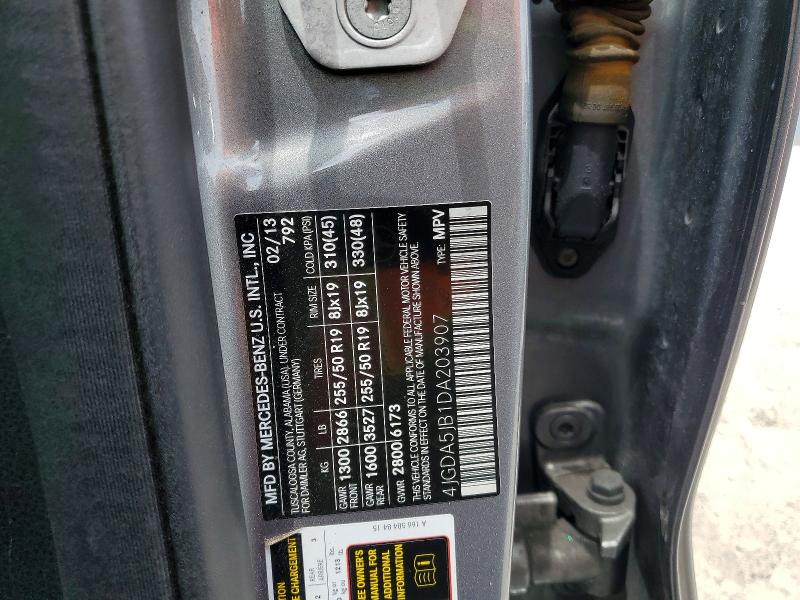 2013 Mercedes-benz Ml მანქანა იყიდება აუქციონზე, vin: 4JGDA5JB1DA203907, აუქციონის ნომერი: 52506806