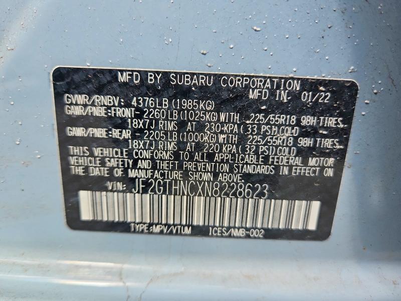 Продаж на аукціоні авто 2022 Subaru Crosstrek, vin: JF2GTHNCXN8228623, номер лоту: 53337496