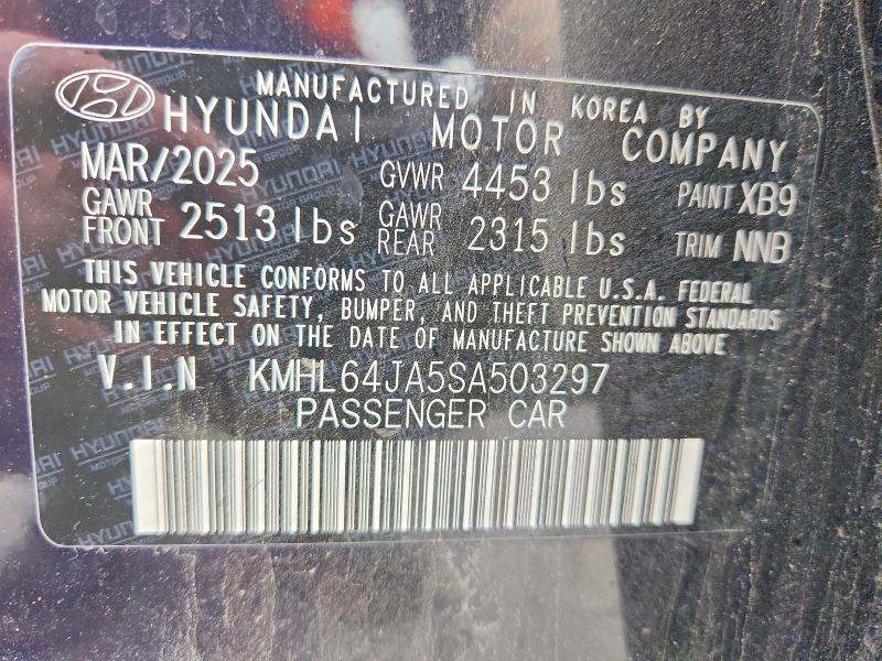 Auction sale of the 2025 Hyundai Sonata, vin: KMHL64JA5SA503297, lot number: 53924446