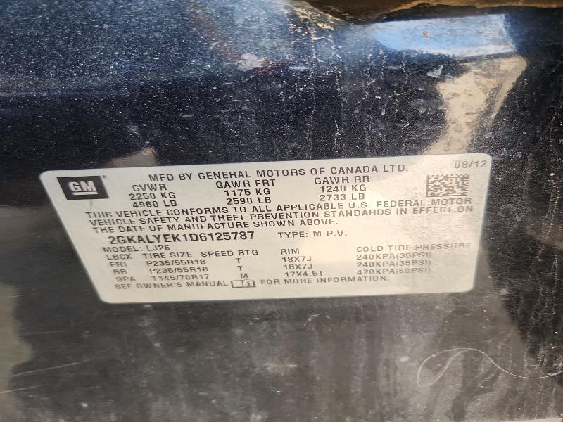 51378416 :رقم المزاد ، 2GKALYEK1D6125787 vin ، 2013 Gmc Terrain مزاد بيع