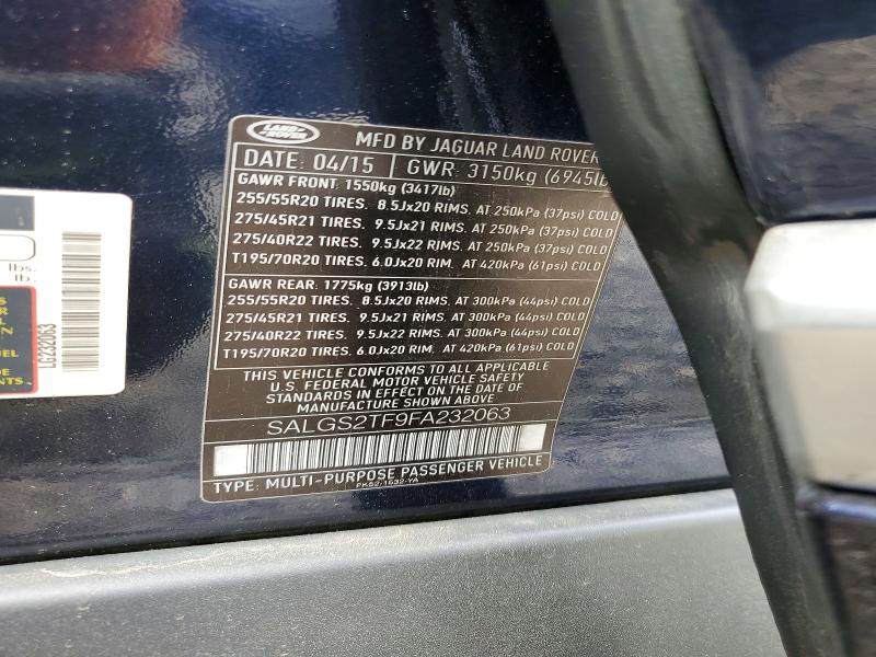 Aukcja sprzedaży 2015 Land Rover Range Rover, vin: SALGS2TF9FA232063, numer aukcji: 53837716