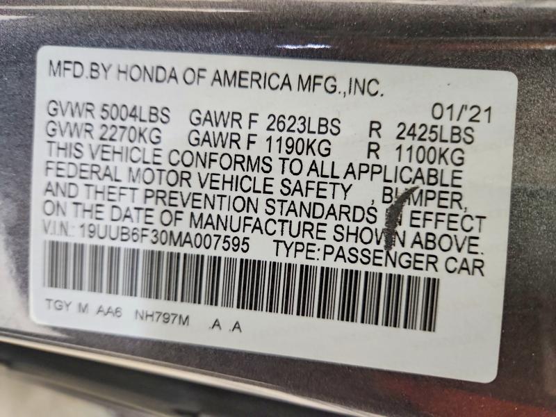 Продаж на аукціоні авто 2021 Acura Tlx, vin: 19UUB6F30MA007595, номер лоту: 53735866