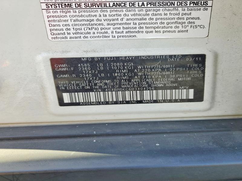 2011 Subaru Outback მანქანა იყიდება აუქციონზე, vin: 4S4BRBKC6B3404256, აუქციონის ნომერი: 52845156