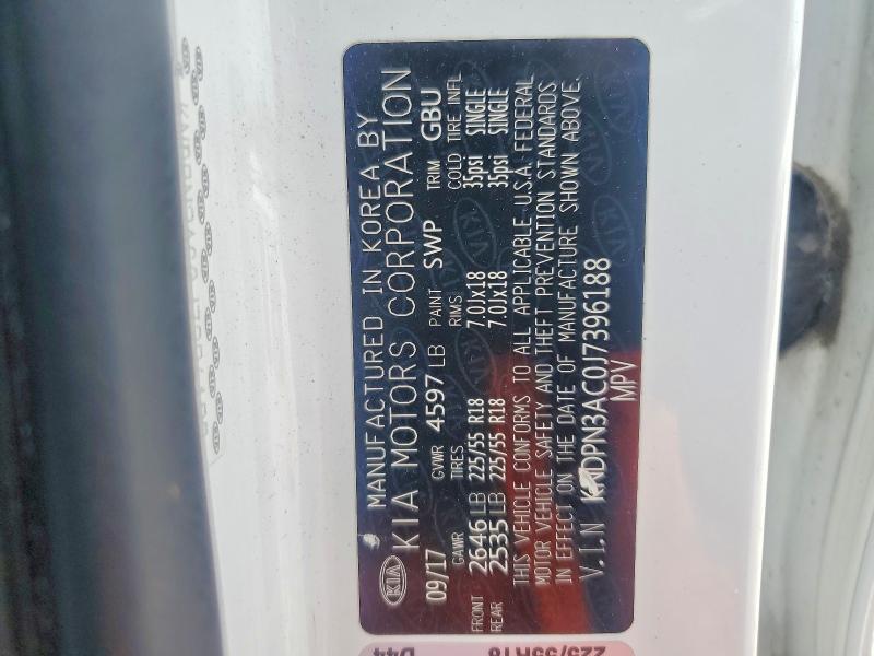 2018 Kia Sportage მანქანა იყიდება აუქციონზე, vin: KNDPN3AC0J7396188, აუქციონის ნომერი: 54058866