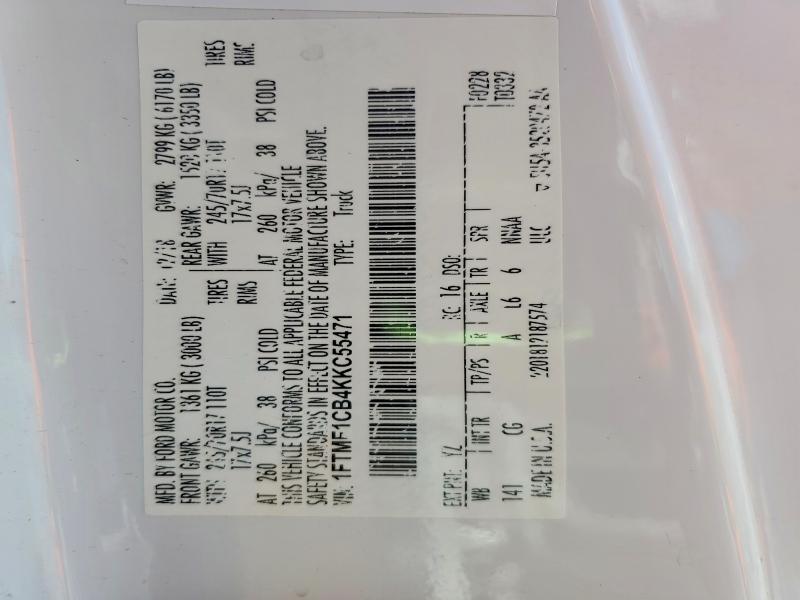 53570456 :رقم المزاد ، 1FTMF1CB4KKC55471 vin ، 2019 Ford F150 مزاد بيع