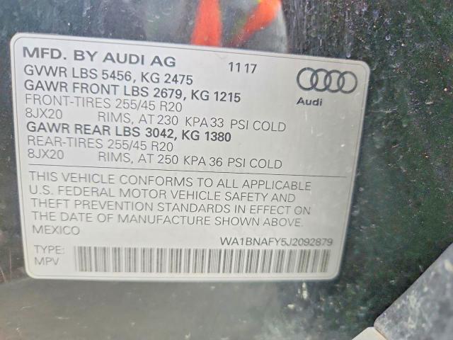 Aukcja sprzedaży 2018 Audi Q5, vin: WA1BNAFY5J2092879, numer aukcji: 54241736