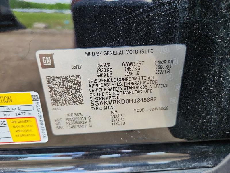 54152226 :رقم المزاد ، 5GAKVBKD0HJ345882 vin ، 2017 Buick Enclave مزاد بيع